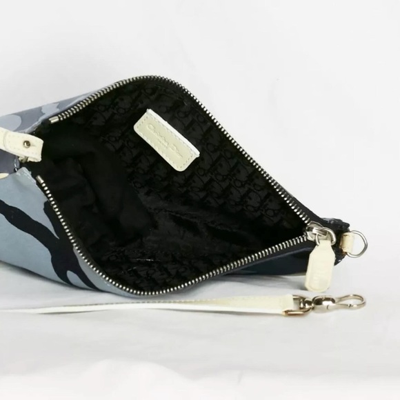 Vintage Dior Blue Camouflage Y2K John Galliano Mini Saddle Handbag - Picture 6 of 11